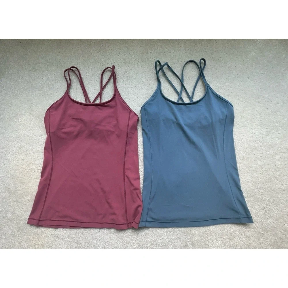2PC- Lululemon Size 6 Lululemon Free To Be Tank *Nulu Misty Merlot/Slat Blue